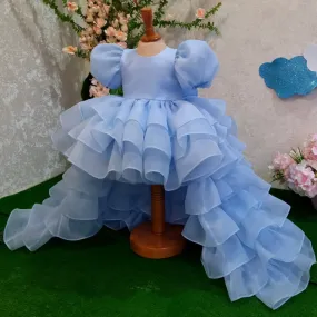 0-12 years old birthday party tail puff sleeve girl princess dress