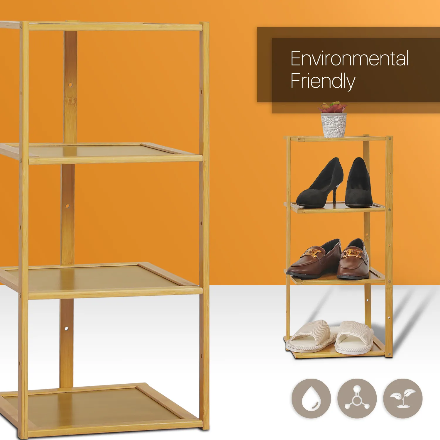 11" Single Stand Shoe Rack - Natural