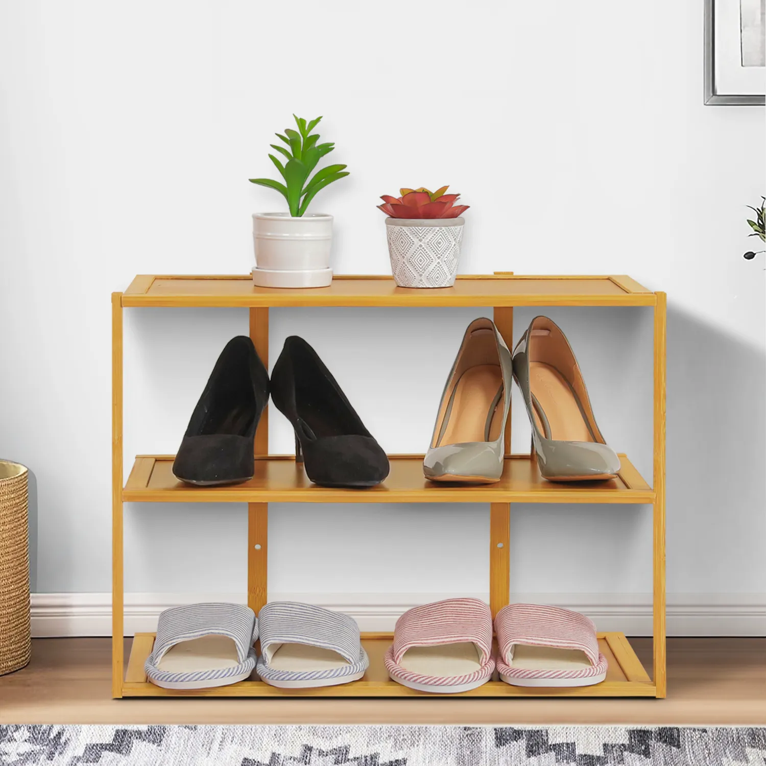 21" Single Stand Shoe Rack - Natural