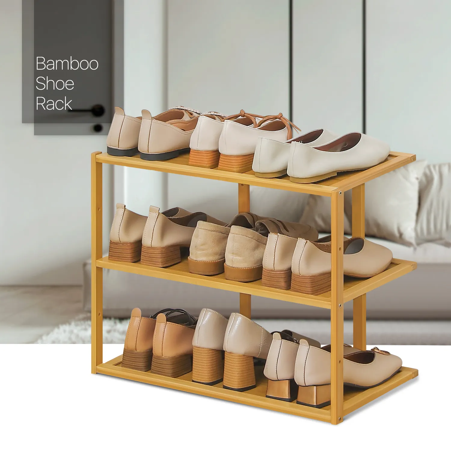 21" Single Stand Shoe Rack - Natural