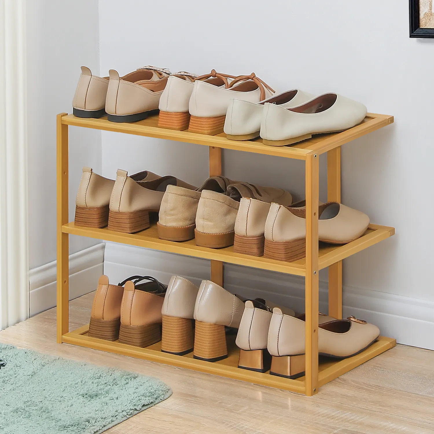 21" Single Stand Shoe Rack - Natural