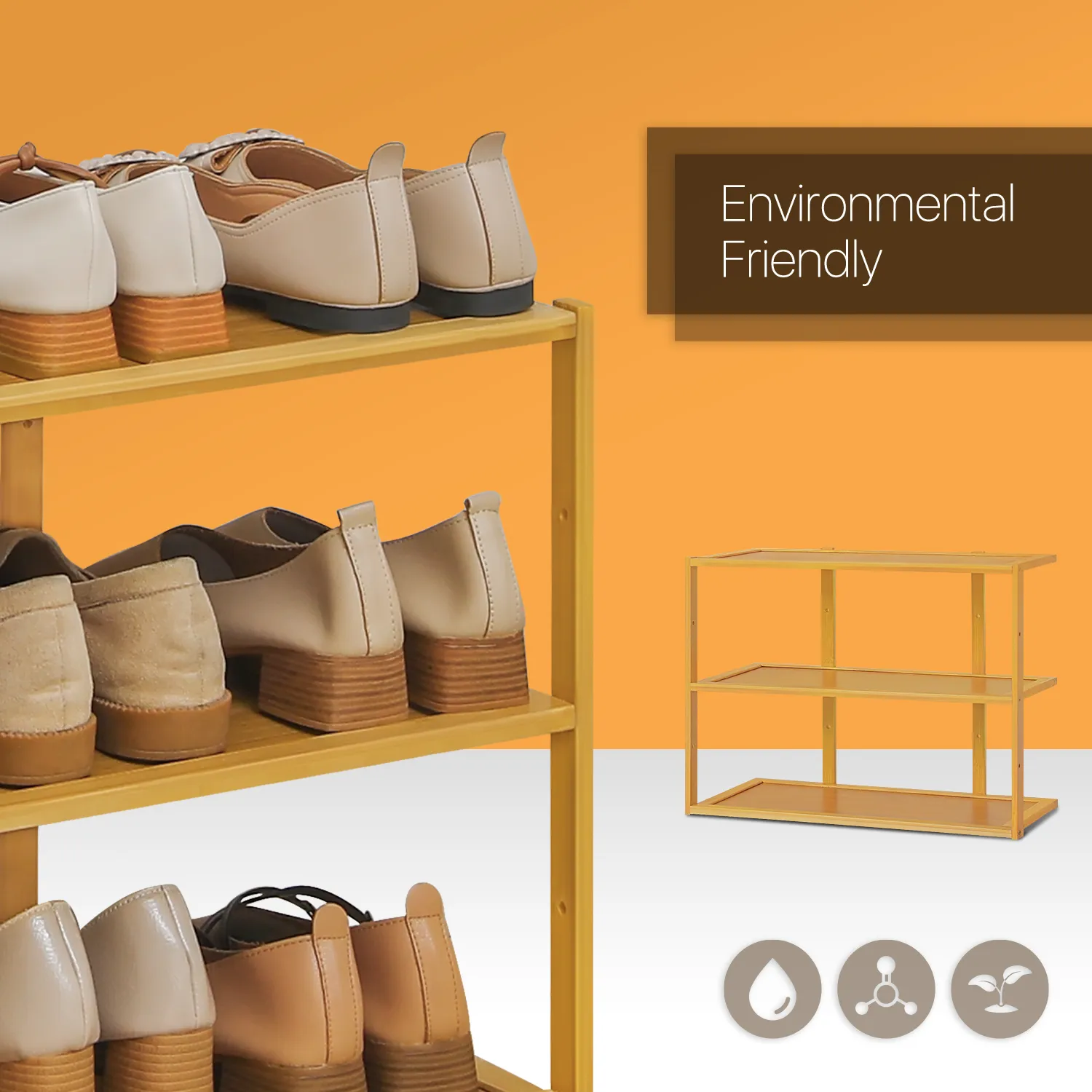 21" Single Stand Shoe Rack - Natural