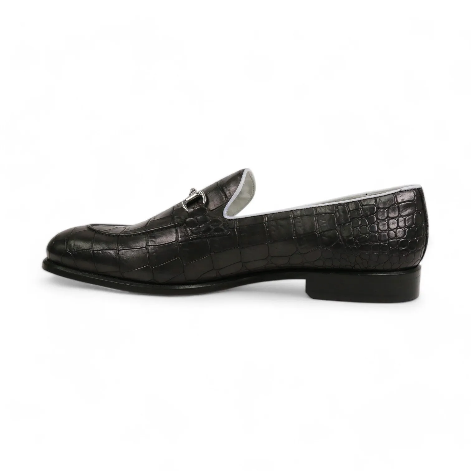 Ambrogio Men's Shoes Crocodile Print Leather Belgian Horsebit Loafers (AMB2565)