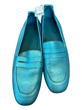 Arche Shoe Size 41 Aqua Leather Metallic Rubber Sole Loafers