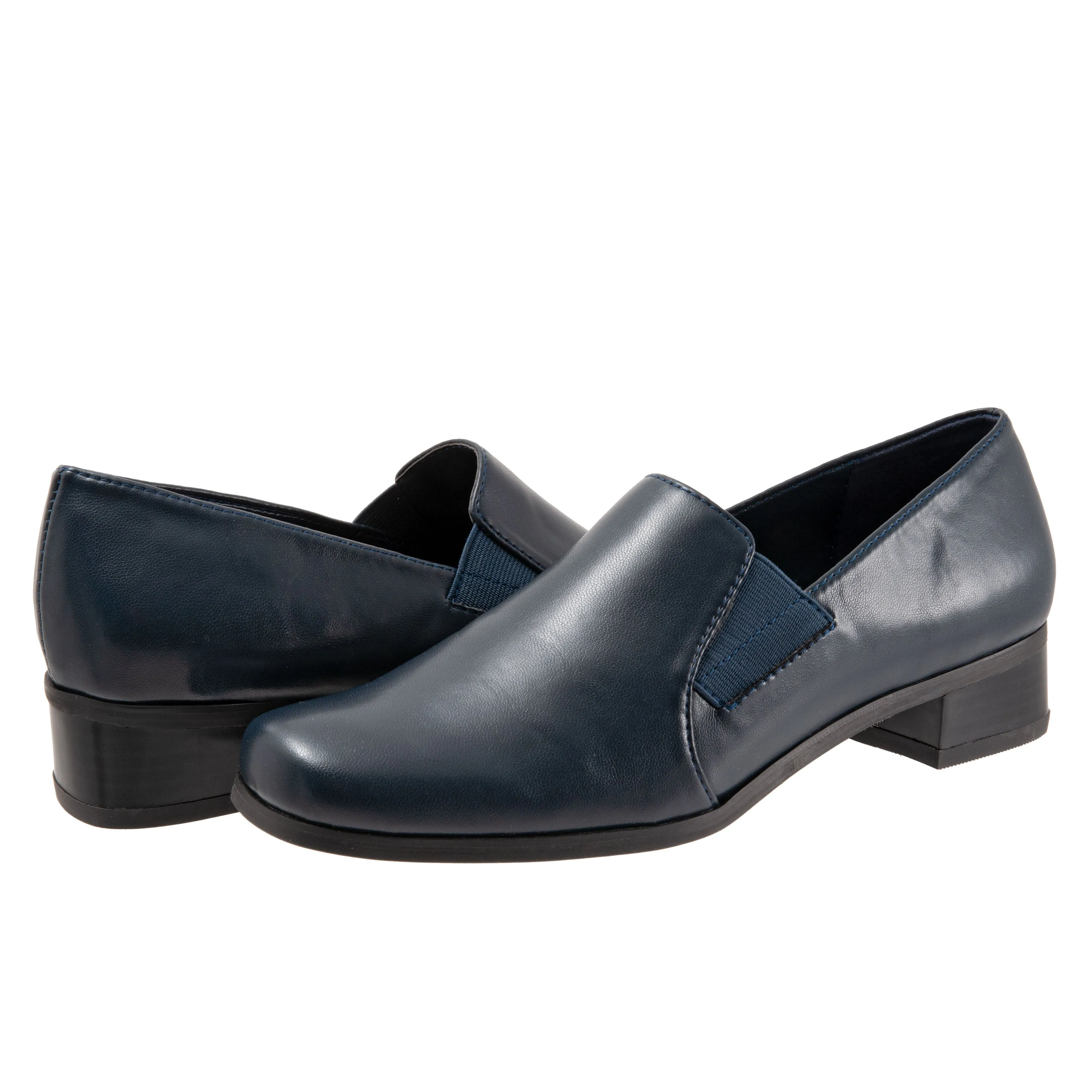 Ash Leather Navy Slip On Shoes