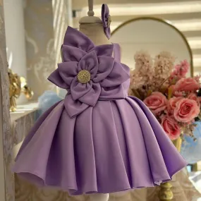 Baby birthday dress fashionable flower bow girl princess dress