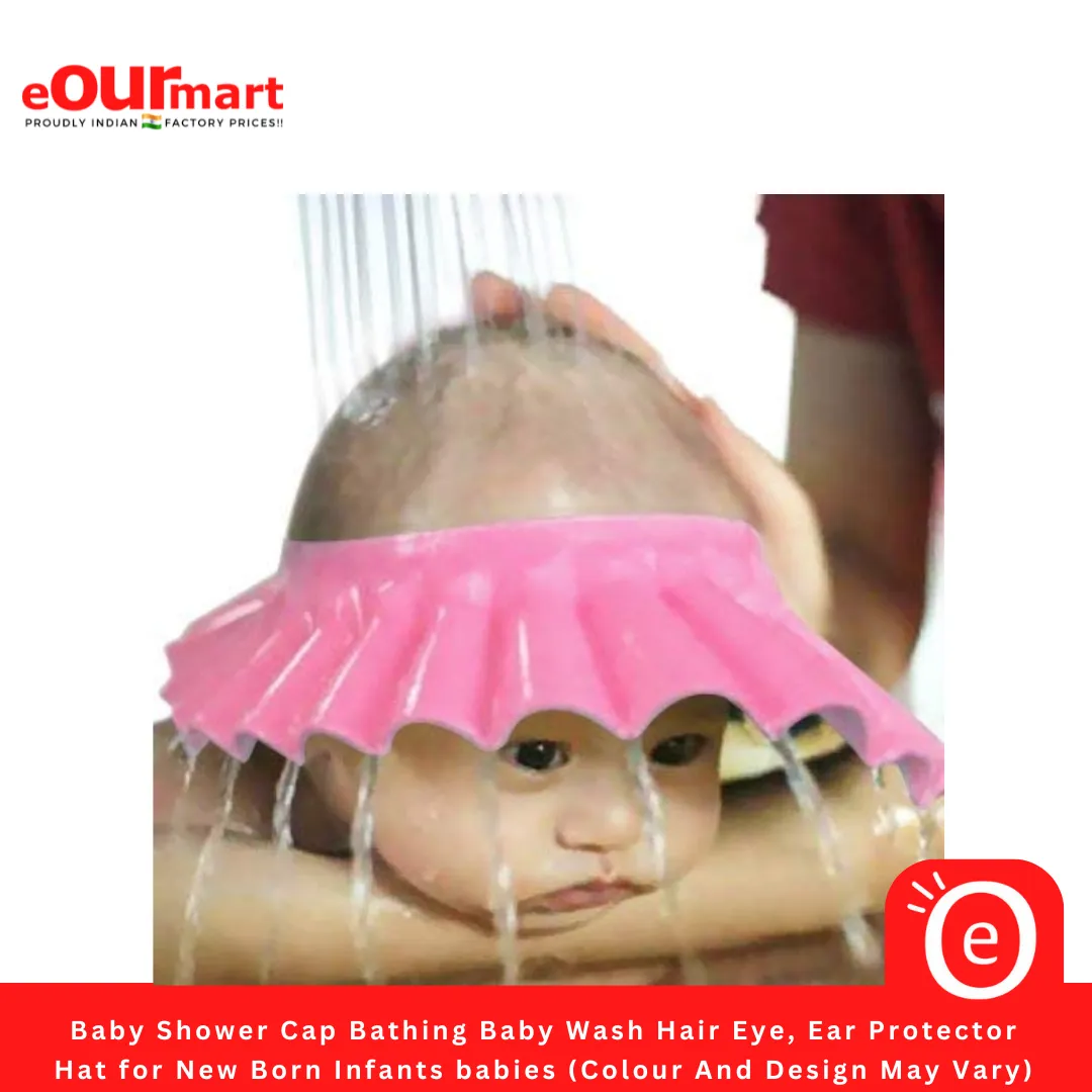 Baby Shower Bathing  Cap | Baby Wash Hair, Eye, Ear Protector Hat for New Born Infants Babies (Colour And Design May Vary)