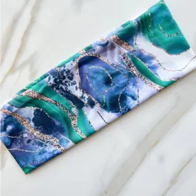 Blue Marble Cotton Headband by Valeri