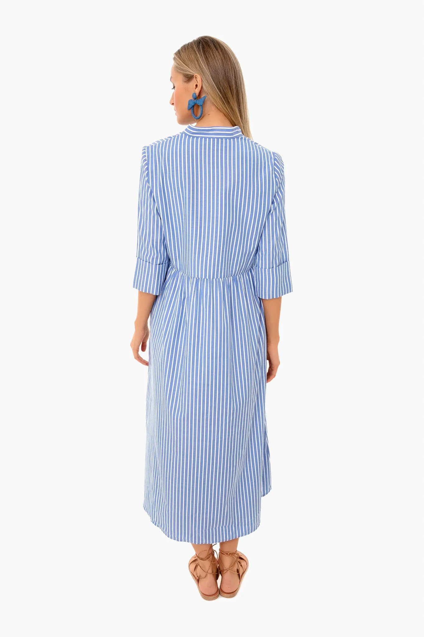 Chambray Stripe Midi Royal Shirt Dress