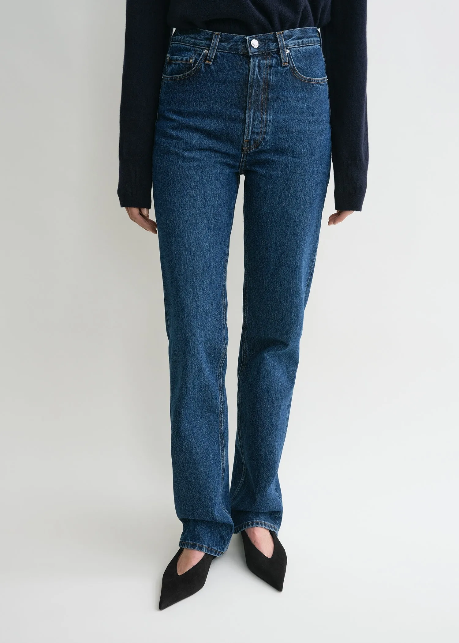 Classic cut denim full length dark blue