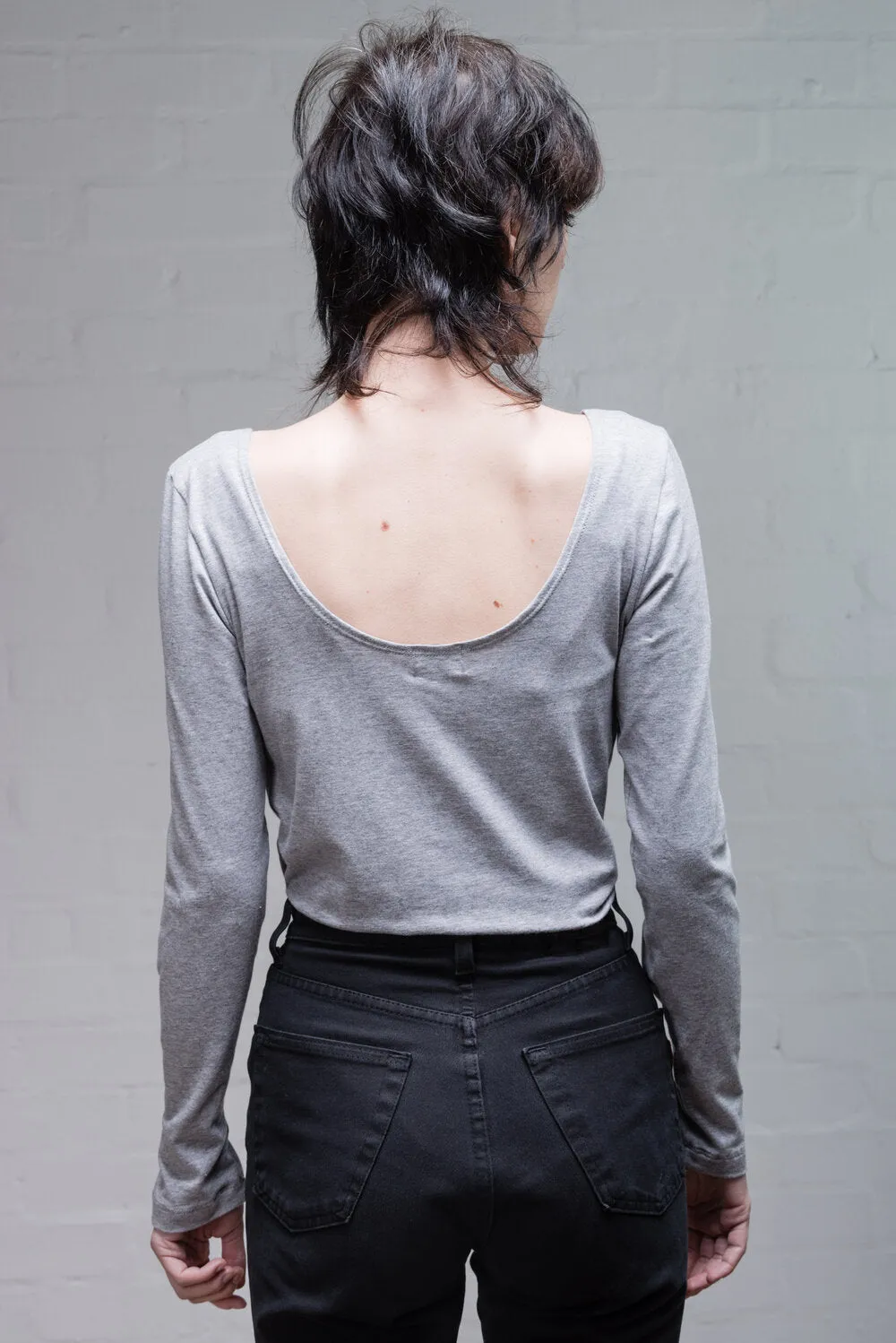 {Clearance Stock} Organic Bamboo Long-Sleeve Bodysuit in Grey