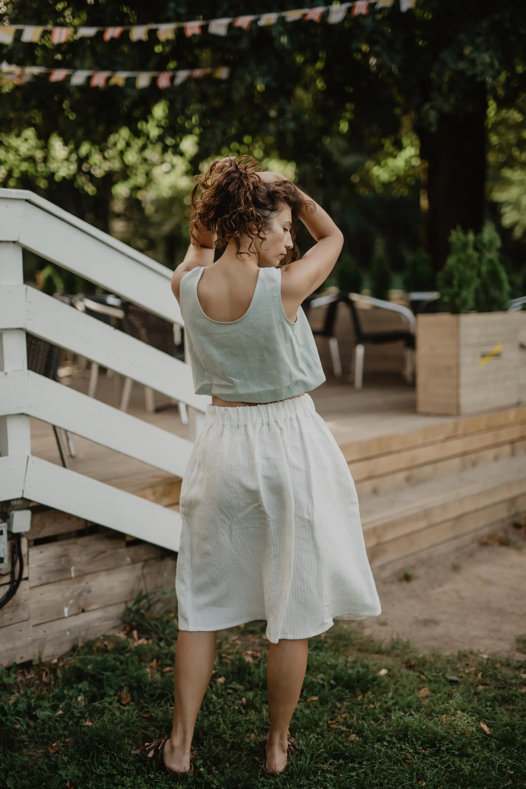 Daisy Linen Skirt With Buttons