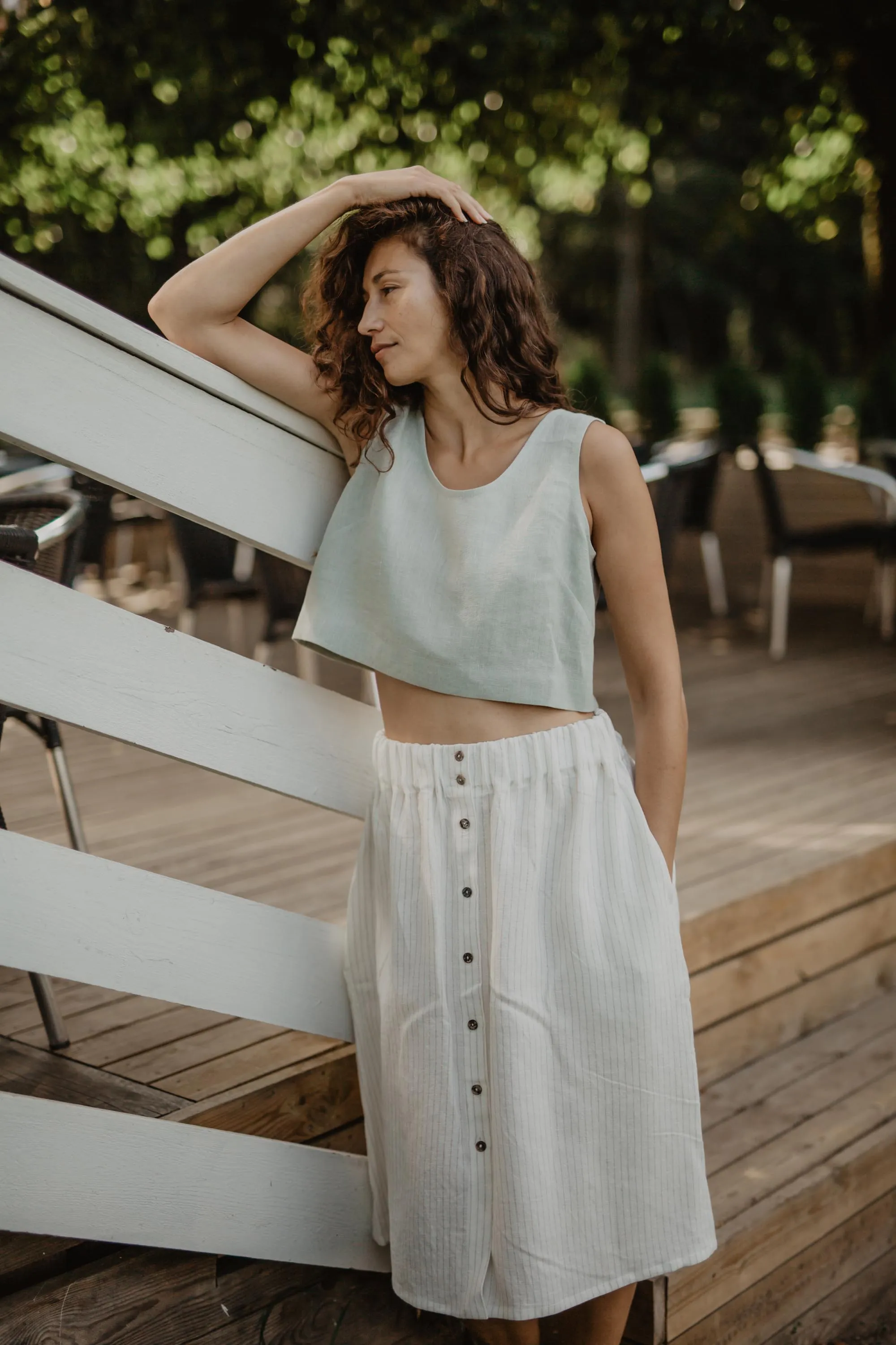 Daisy Linen Skirt With Buttons