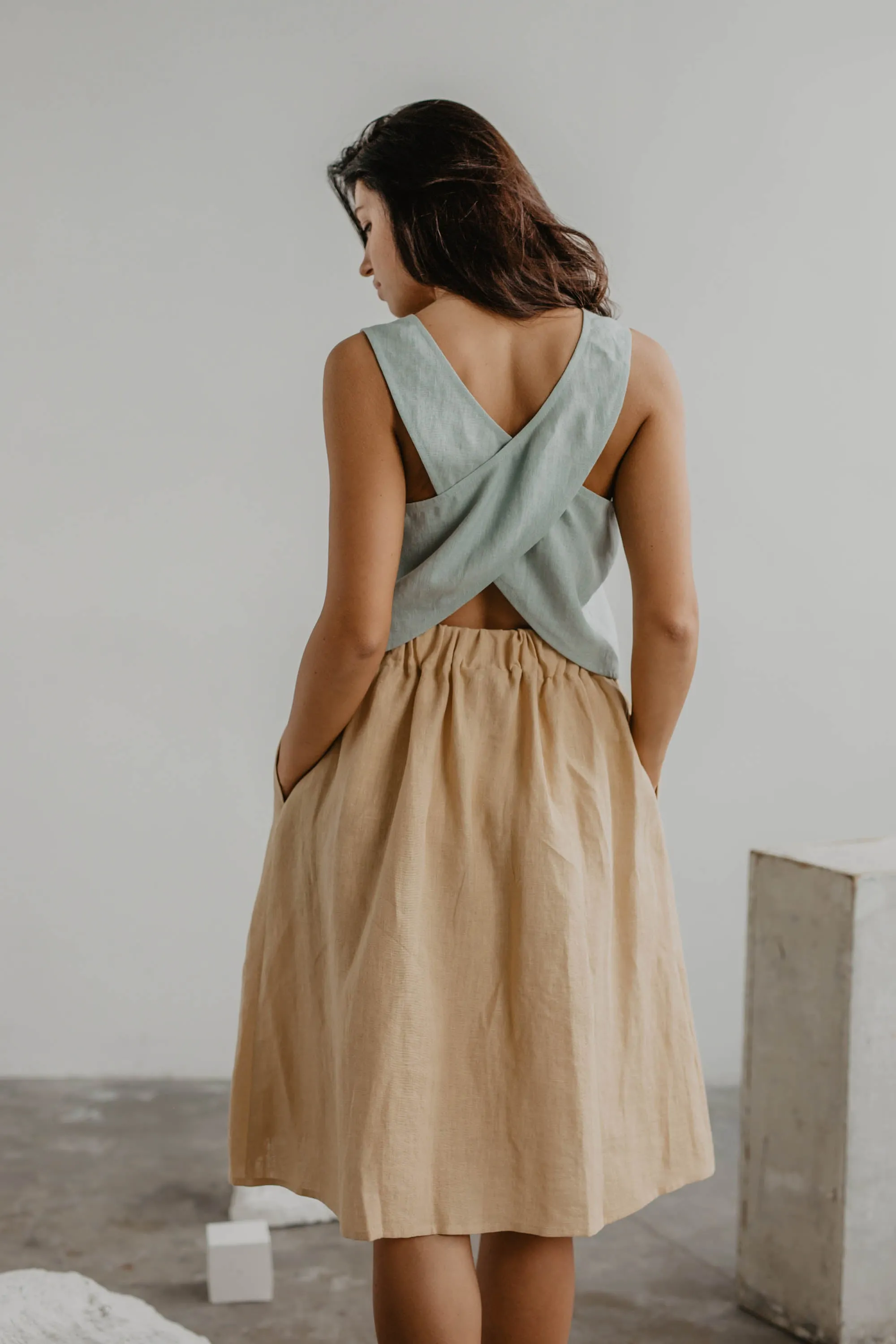 Daisy Linen Skirt With Buttons