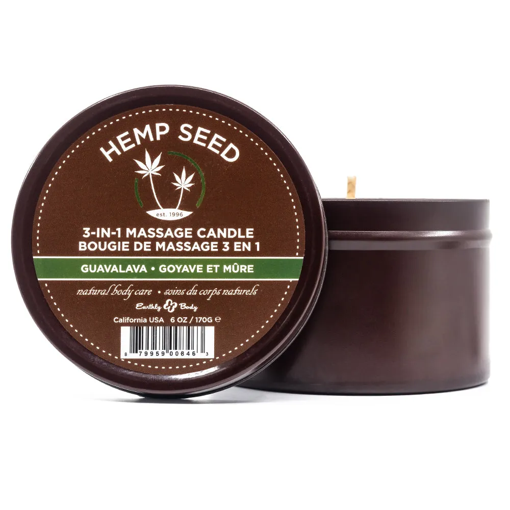 Earthly Body Hemp Seed 3-In-1 Massage Candle - Guavalava Scent