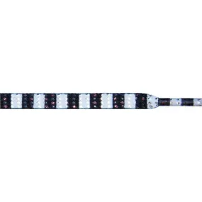 Glitter 1/4" Flat Laces - Black/White Stripe (1 Pair Pack) Shoelaces