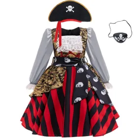 Halloween cosplay costumes Girl's lace printed princess dress Classic Pirate Princess Outfit Carnival Halloween stage performance costume