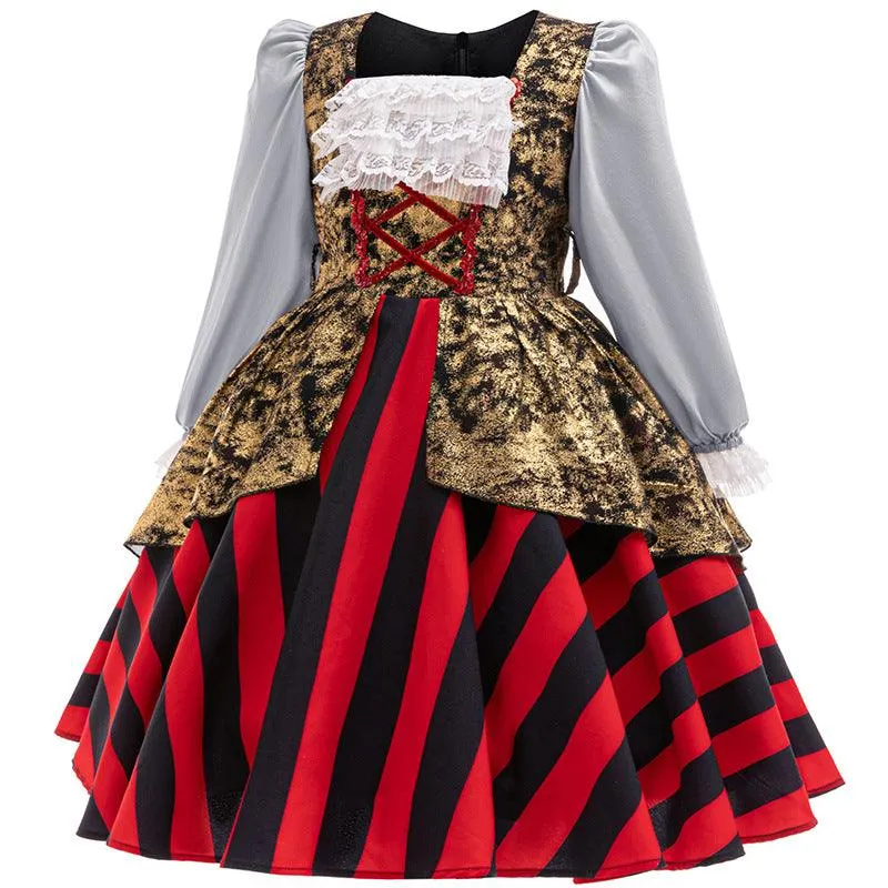 Halloween cosplay costumes Girl's lace printed princess dress Classic Pirate Princess Outfit Carnival Halloween stage performance costume