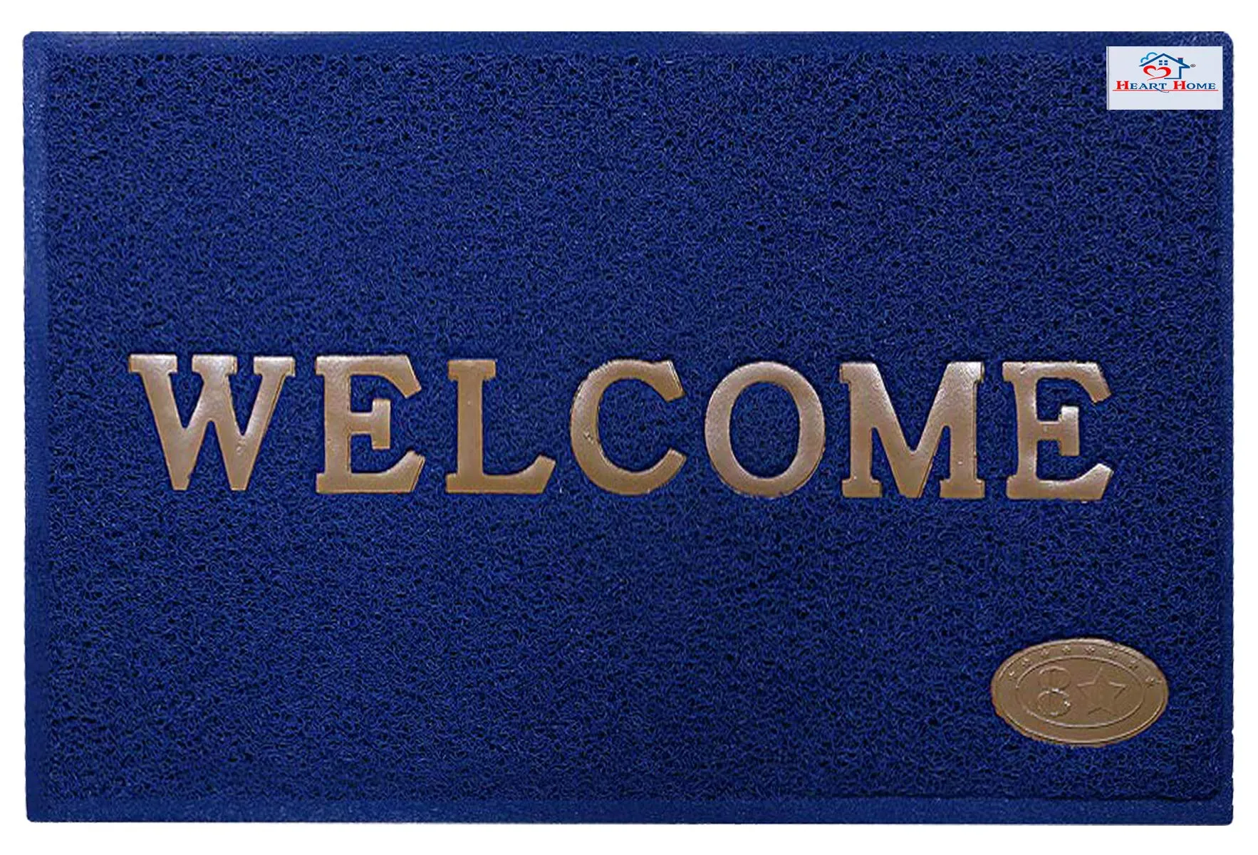 Heart Home Rubber Super Absorbent Outdoor Welcome MAT– Non-Slip Net Backing, Heavy Duty, Waterproof, Easy Clean for Entry, Dust Trapper, Eco-Friendly (Blue)-HHEART15355