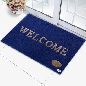 Heart Home Rubber Super Absorbent Outdoor Welcome MAT– Non-Slip Net Backing, Heavy Duty, Waterproof, Easy Clean for Entry, Dust Trapper, Eco-Friendly (Blue)-HHEART15355