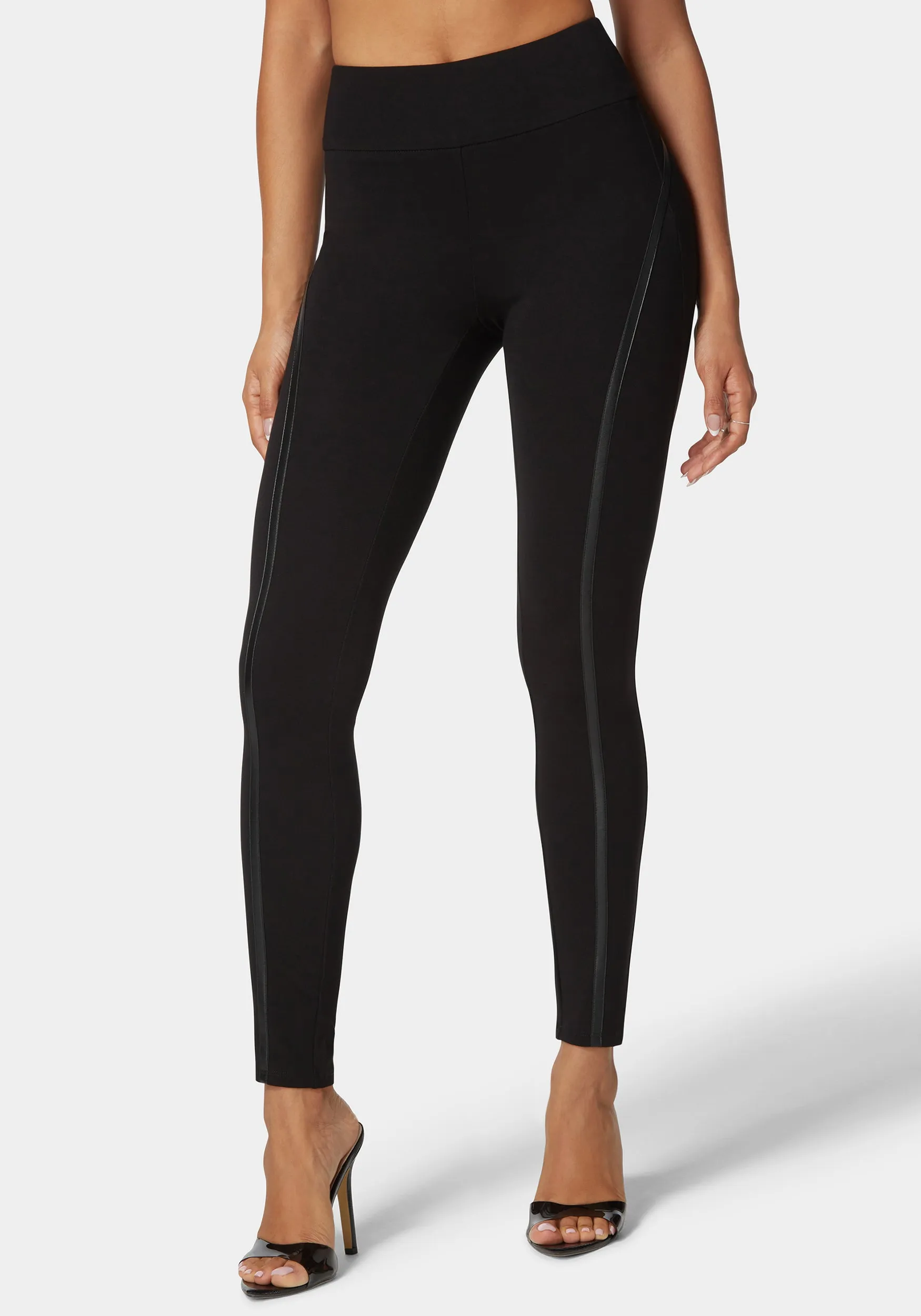 High Waist Vegan Leather Details Pdr Legging