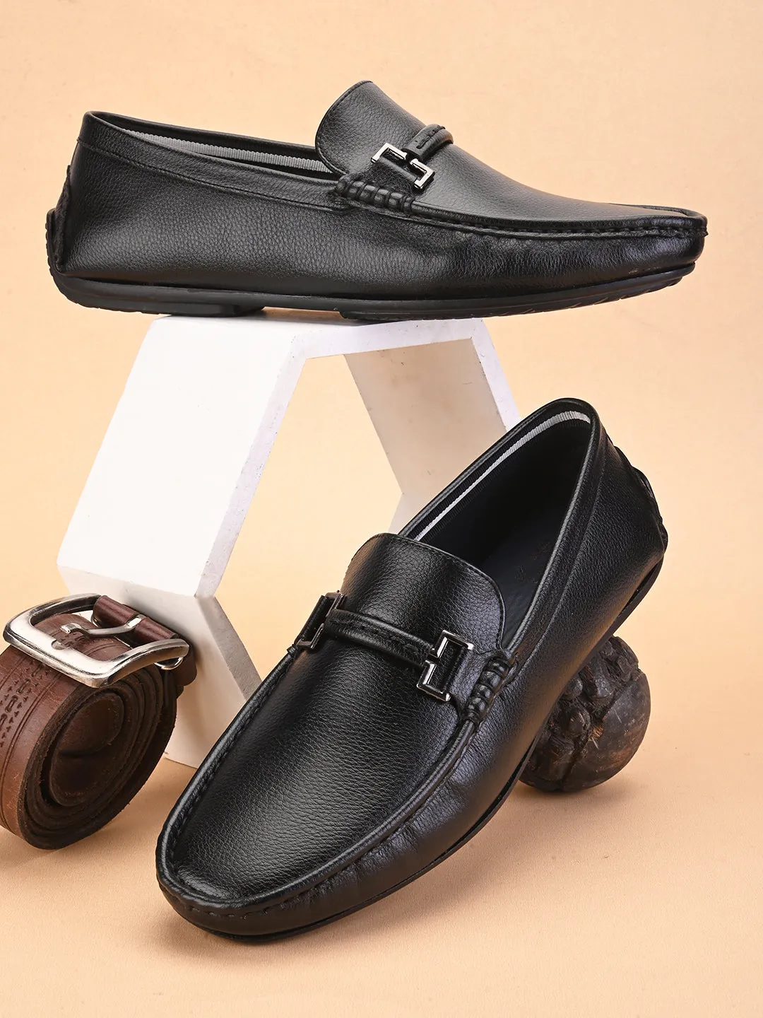 Hydes N Hues Black Casual Loafers For Men