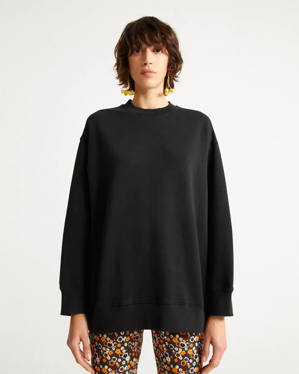 JANE Oversize Black Sweatshirt Organic Cotton