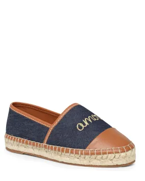 Jenna Denim Flat Espadrille in Indigo