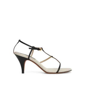 Jones T-Strap Heel Sandals in Black/Natural