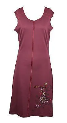 Ladies Sleeveless Cotton Dress with Flower Embroidery.