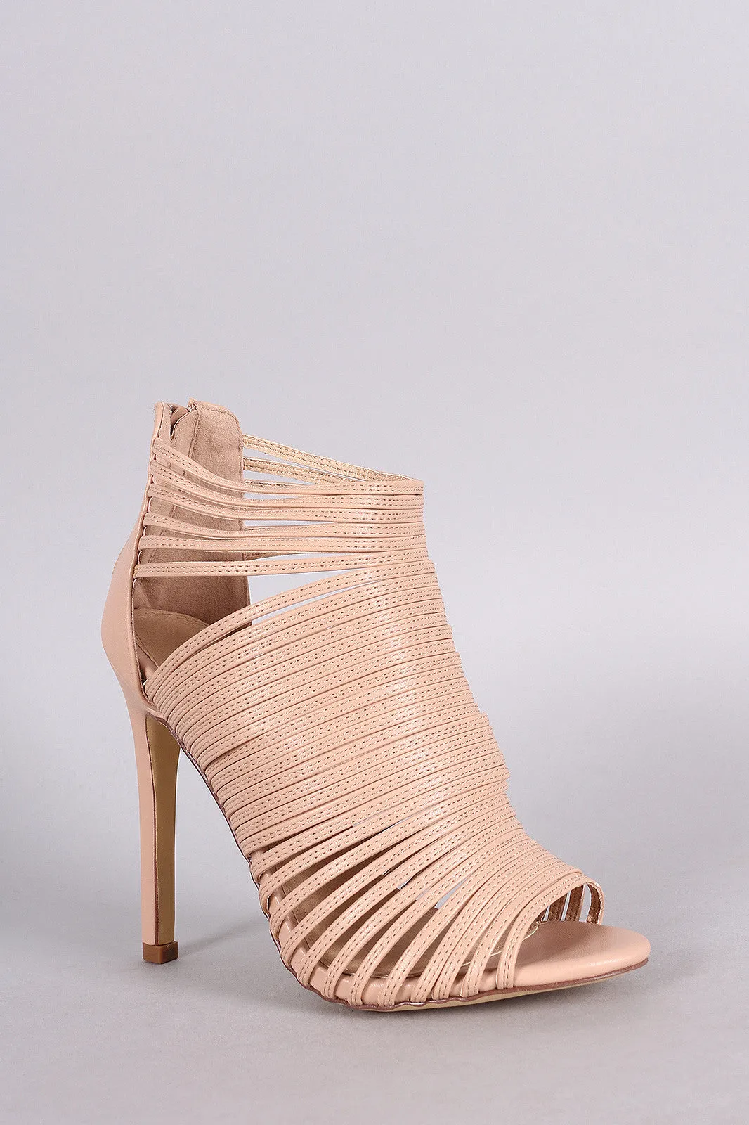 Liliana Strappy Peep Toe Caged Stiletto Heel