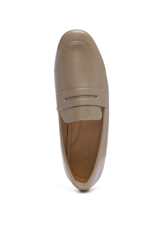 LILIANA Taupe Classic Leather Penny Loafers