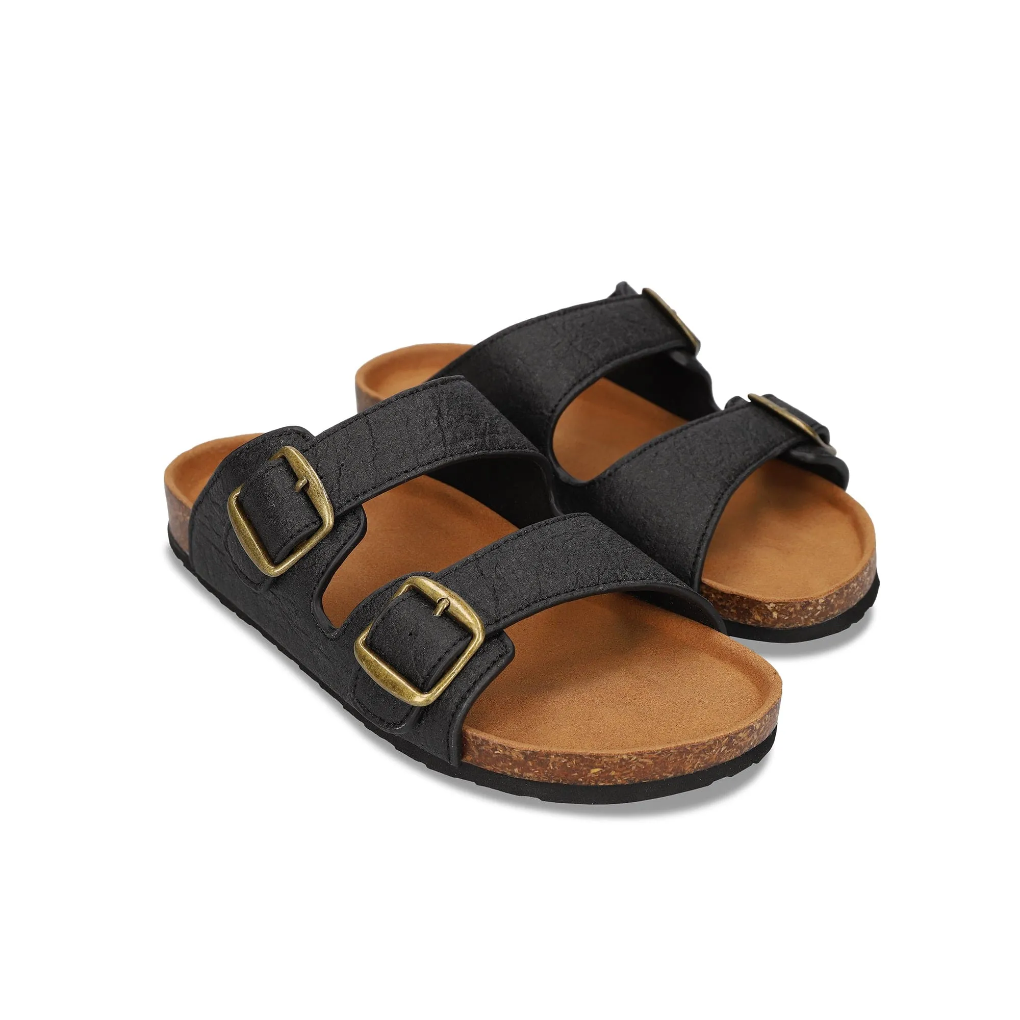 Lipe Unisex Vegan Apple Leather Sandals | Black