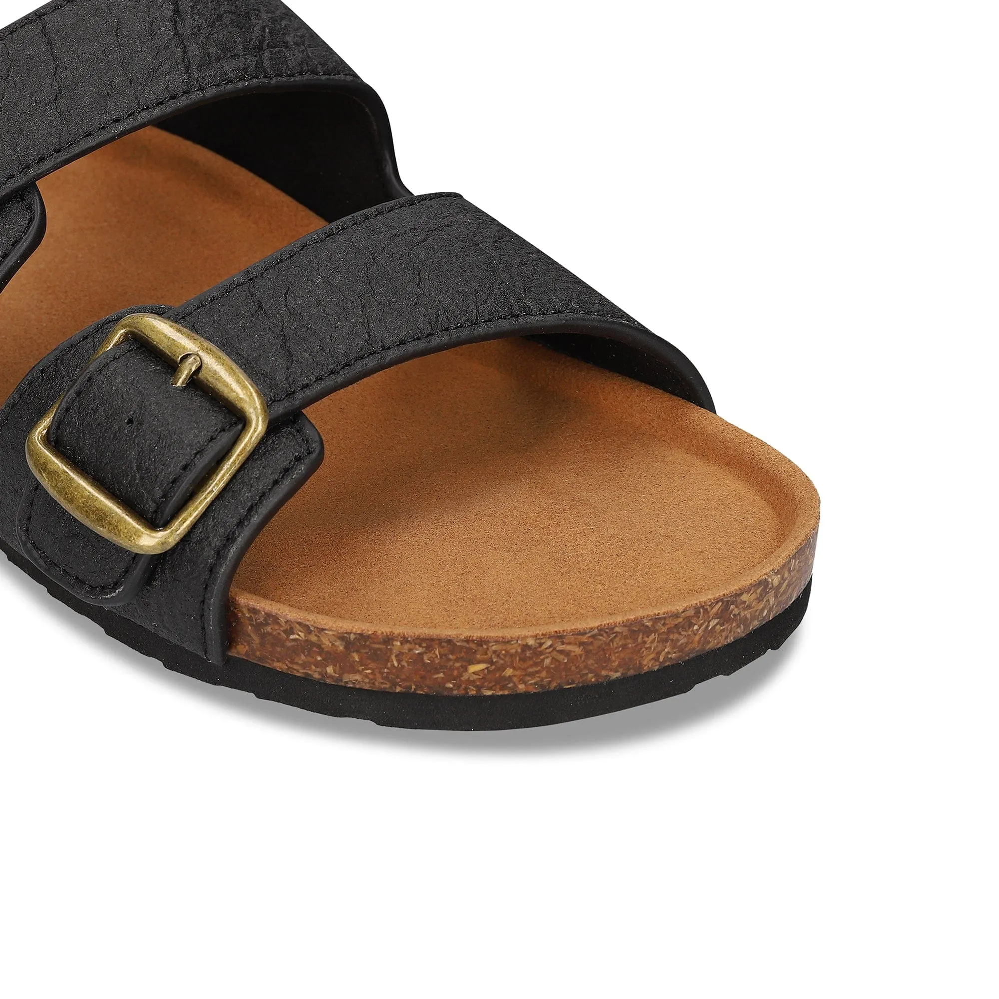 Lipe Unisex Vegan Apple Leather Sandals | Black