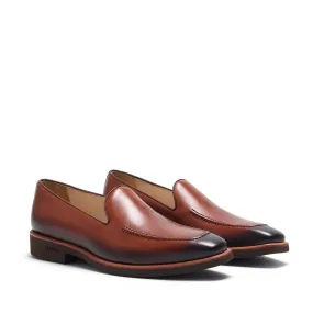 Med Brown Calf Plain Loafer