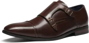 Men's Brown Monk Strap Slip On Dress Loafers