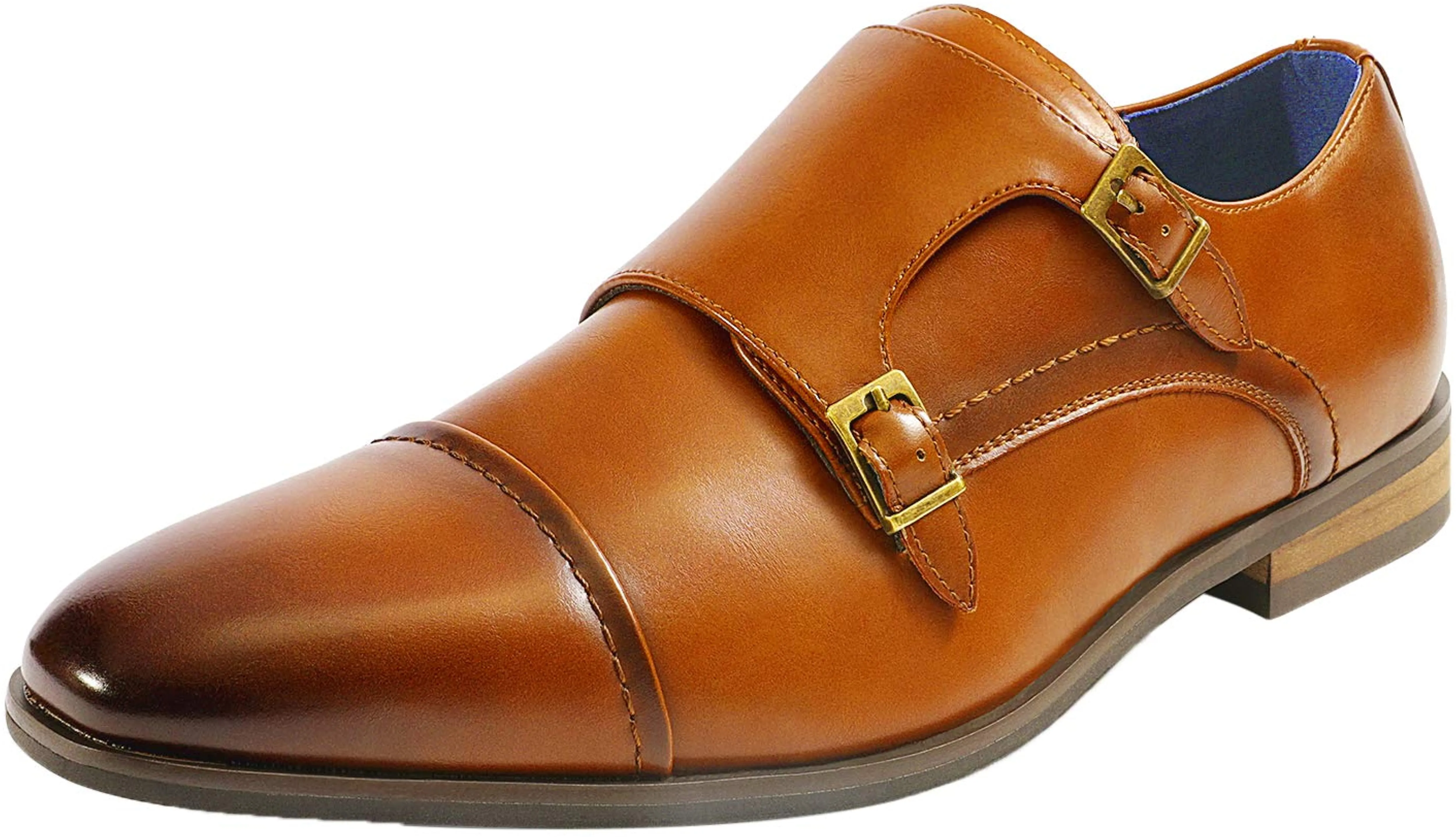 Men's Brown Monk Strap Slip On Dress Loafers