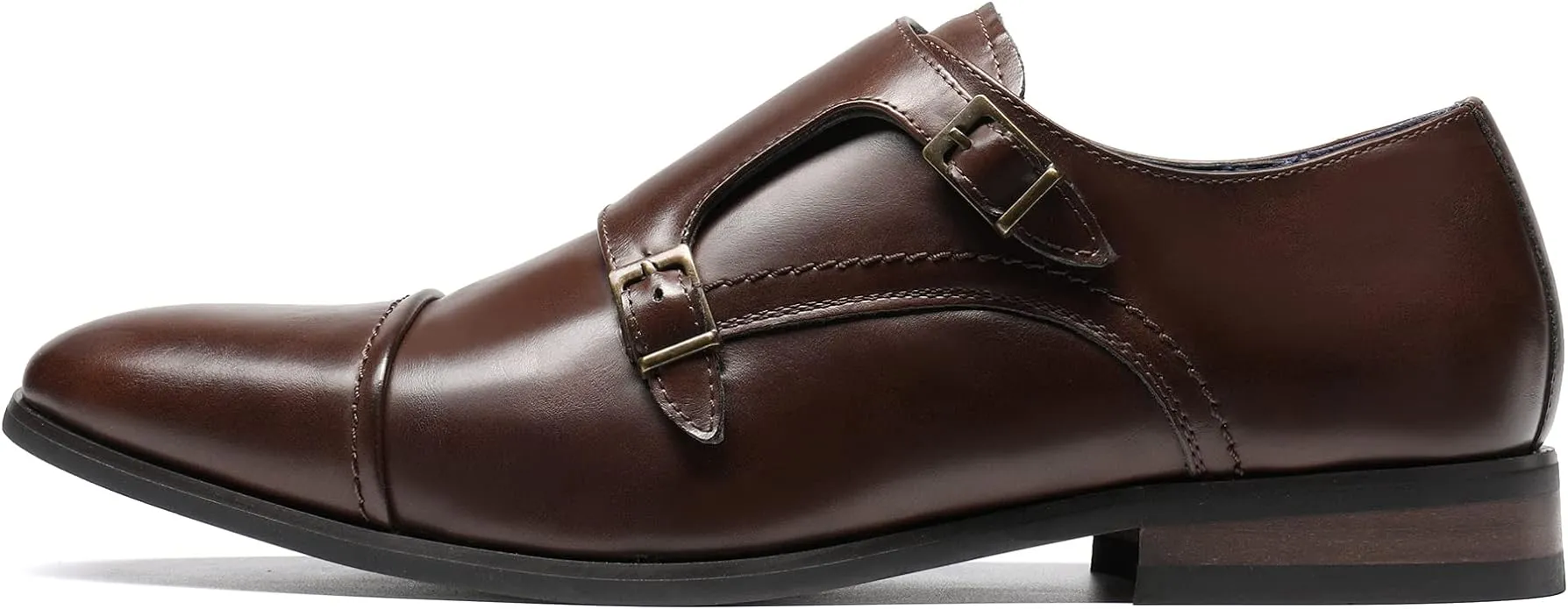 Men's Brown Monk Strap Slip On Dress Loafers