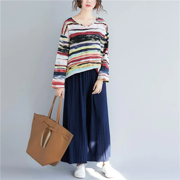 Multicolor Long Sleeve Striped Top