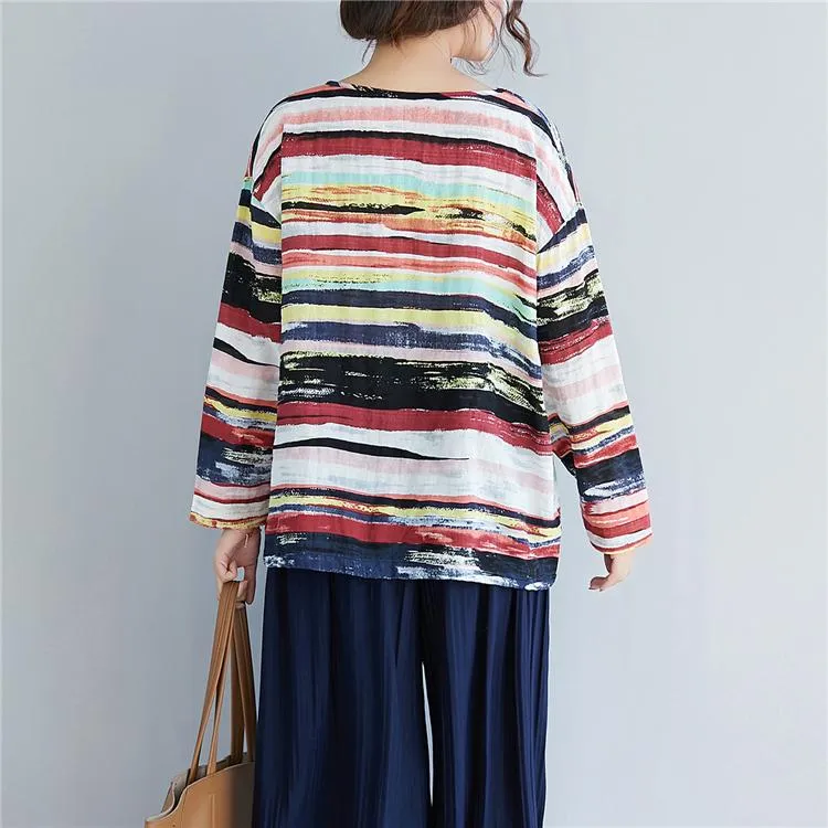 Multicolor Long Sleeve Striped Top