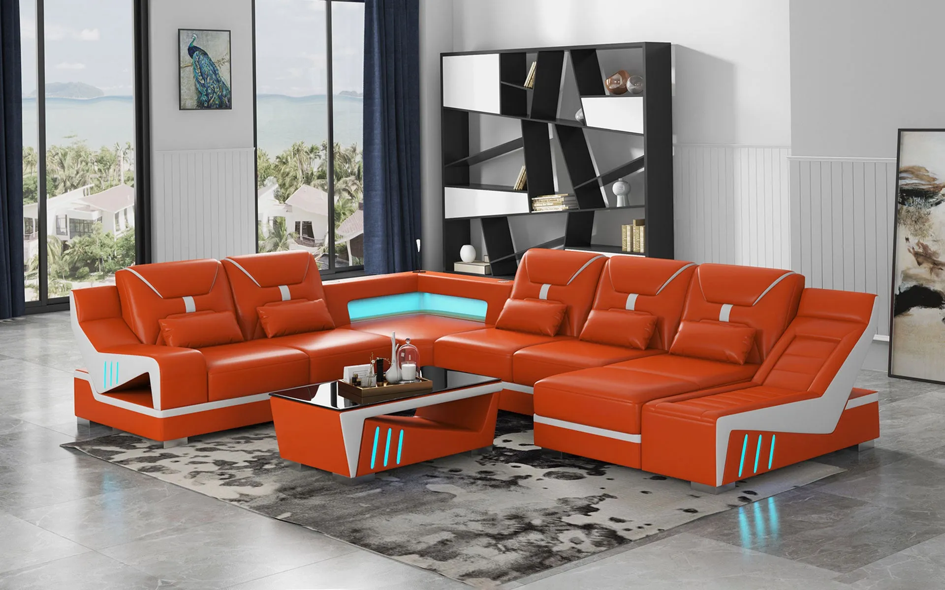 Odyssey Modern Leather Sectional