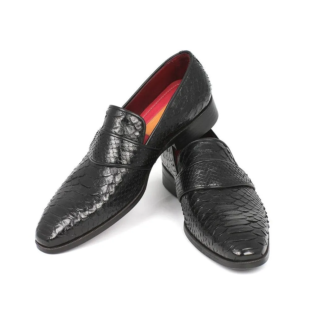 Paul Parkman Men's Genuine Python Loafers Black (ID#11BLK62)