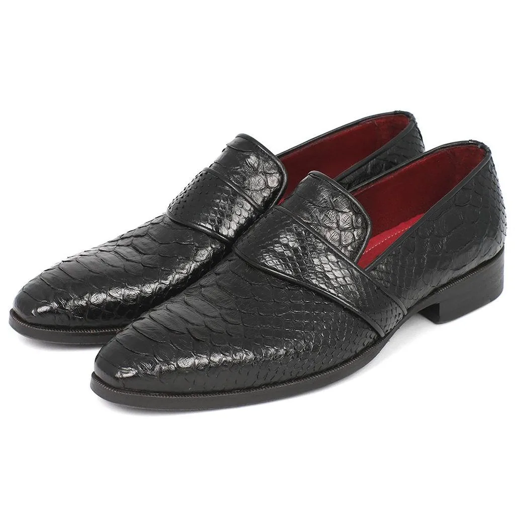 Paul Parkman Men's Genuine Python Loafers Black (ID#11BLK62)