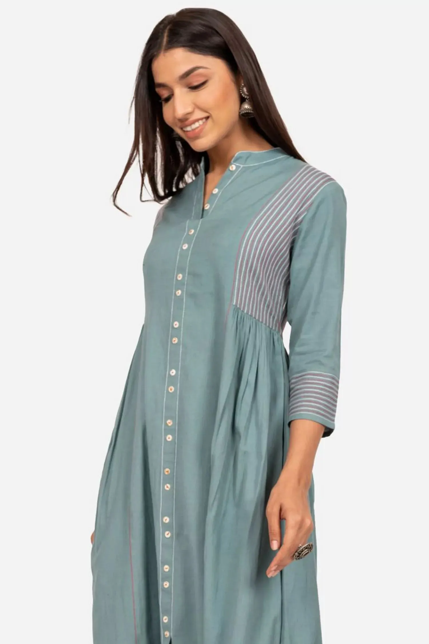 Sage Green Cotton A-Line Kurta