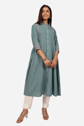 Sage Green Cotton A-Line Kurta