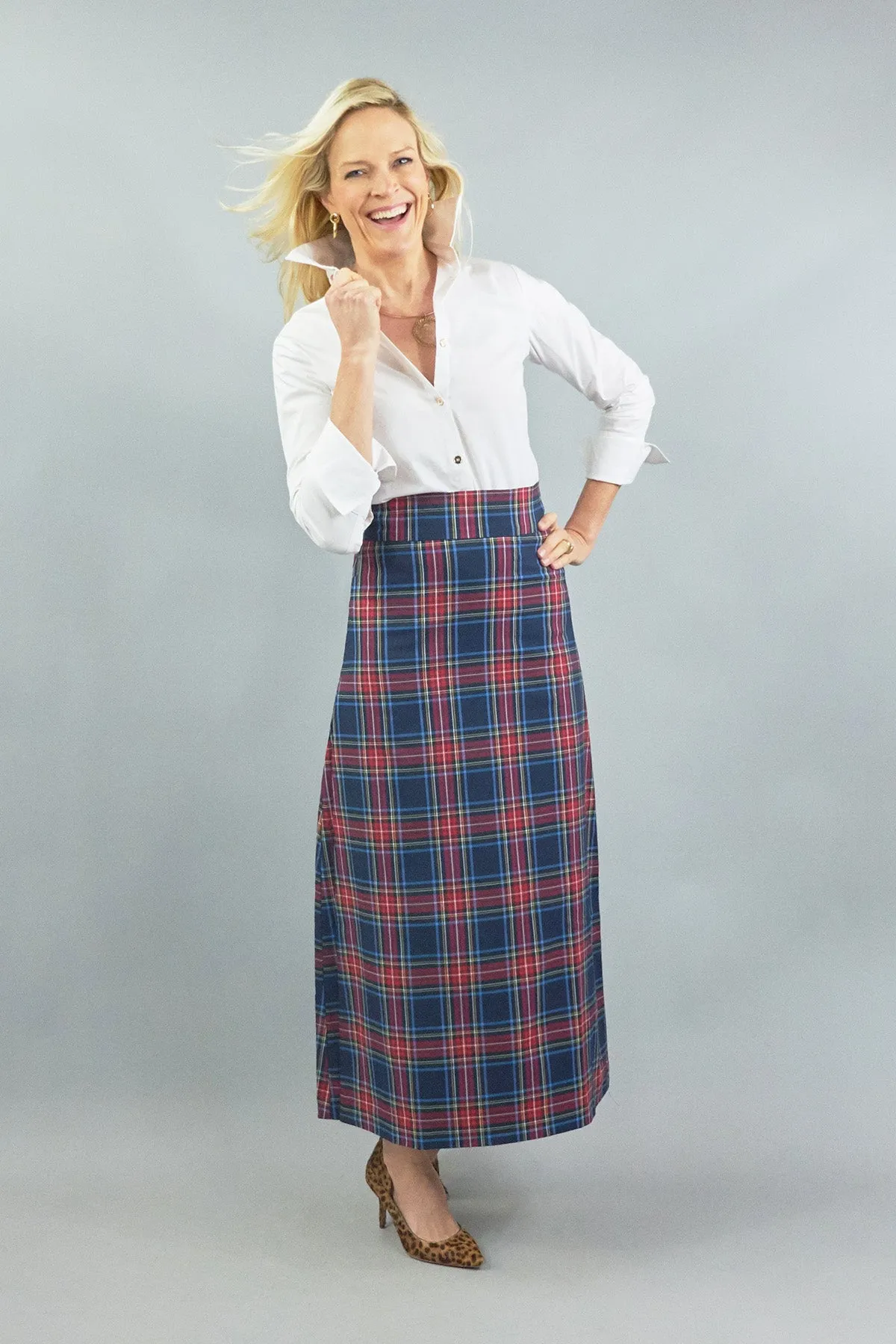 Sanibel Skirt Navy Plaid