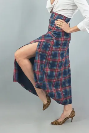 Sanibel Skirt Navy Plaid