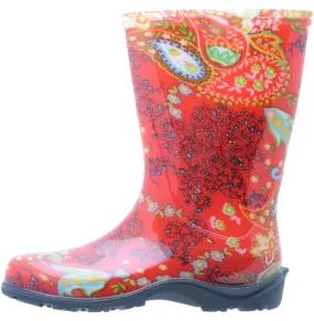 Sloggers® 5004RD06 Women's Rain & Garden Tall Boot, Paisley Red Print, Size 6