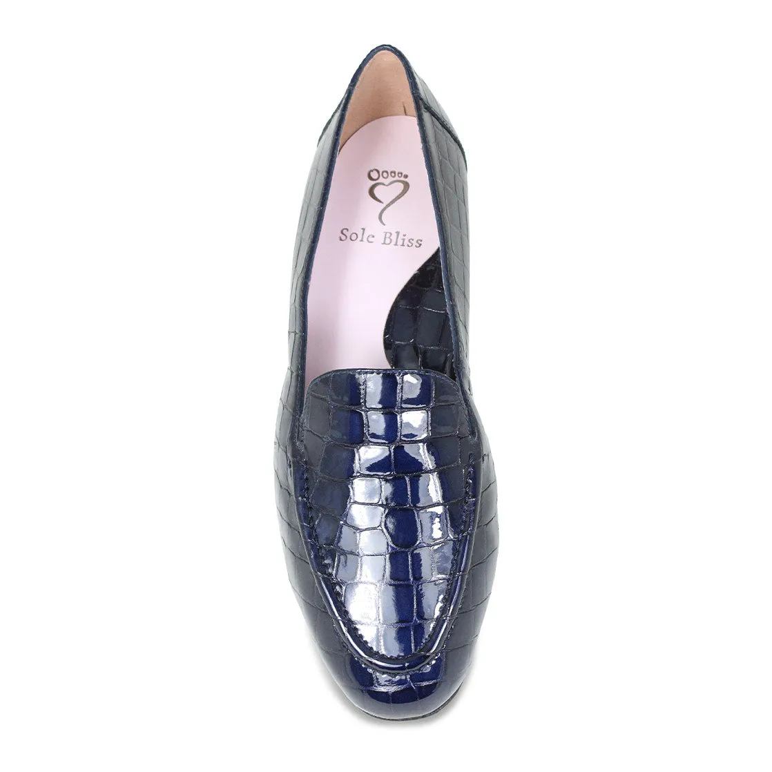 Tabitha: Navy Croc Patent Leather