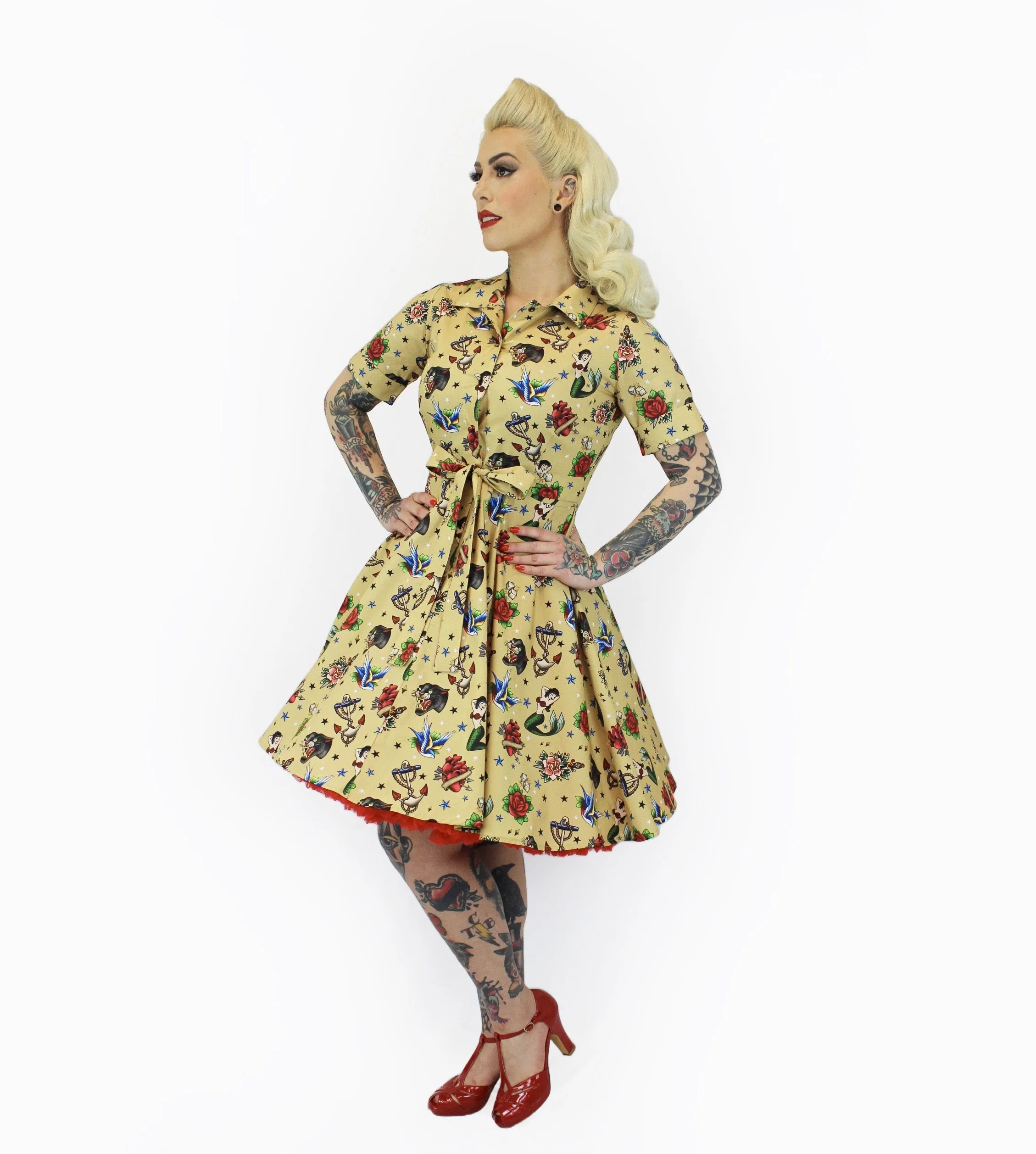 Tattoo Art Vintage Inspired Dress / Rockabilly Pinup Dress